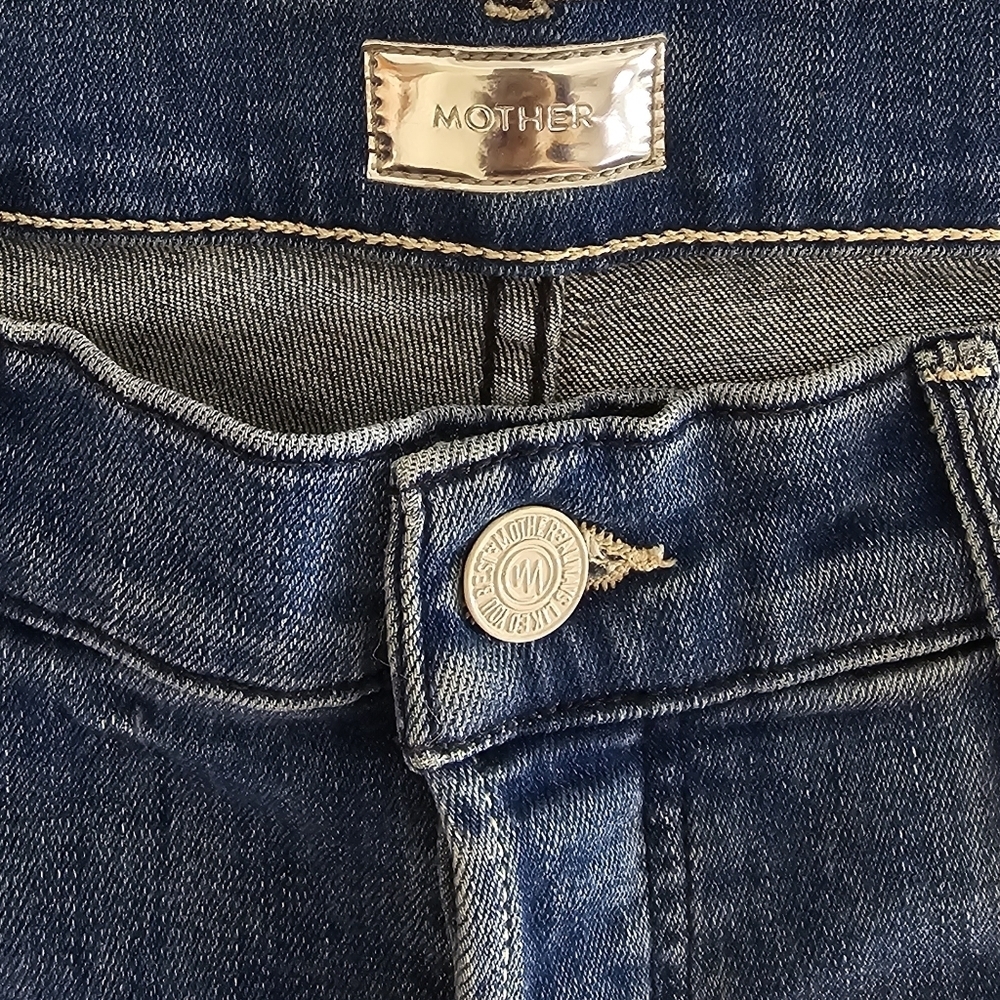 MOTHER The Stunner Ankle Fray Grafilli Girl Blue Skinny Jeans 26 Preowned‎ - Picture 8 of 12